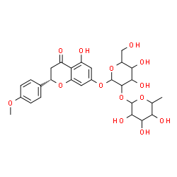 ChemSpider 2D Image | (2S)-5-Hydroxy-2-(4-methoxyphenyl)-4-oxo-3,4-dihydro-2H-chromen-7-yl 2-O-(6-deoxyhexopyranosyl)hexopyranoside | C28H34O14