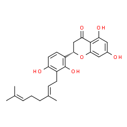ChemSpider 2D Image | (2S)-2-{3-[(2E)-3,7-Dimethyl-2,6-octadien-1-yl]-2,4-dihydroxyphenyl}-5,7-dihydroxy-2,3-dihydro-4H-chromen-4-one | C25H28O6