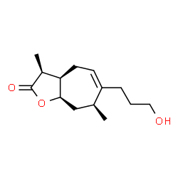 ChemSpider 2D Image | (3S,3aR,7S,8aR)-6-(3-Hydroxypropyl)-3,7-dimethyl-3,3a,4,7,8,8a-hexahydro-2H-cyclohepta[b]furan-2-one | C14H22O3