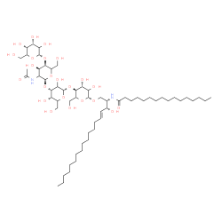 ChemSpider 2D Image | N-[(2S,3R,4E)-1-{[alpha-L-erythro-Hexopyranosyl-(1->4)-2-acetamido-2-deoxy-alpha-L-erythro-hexopyranosyl-(1->3)-alpha-L-erythro-hexopyranosyl-(1->4)-beta-D-threo-hexopyranosyl]oxy}-3-hydroxy-4-octadec
en-2-yl]hexadecanamide | C60H110N2O23