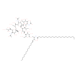 ChemSpider 2D Image | (2S,3R,4E)-3-Hydroxy-2-(tetracosanoylamino)-4-octadecen-1-yl (4xi)-5-acetamido-6-[(1S,2R)-2-({(4xi)-5-acetamido-3,5-dideoxy-6-[(1R,2R)-1,2,3-trihydroxypropyl]-beta-L-glycero-hex-2-ulopyranonosyl}oxy)-
1,3-dihydroxypropyl]-3,5-dideoxy-beta-L-glycero-hex-2-ulopyranonosyl-(2->3)-[2-acetamido-2-deoxy-alpha-L-erythro-hexopyranosyl-(1->4)]-alpha-L-erythro-hexopyranosyl-(1->4)-beta-D-threo-hexopyranoside | C84H150N4O34