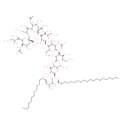 ChemSpider 2D Image | (2S,3R,4E)-3-Hydroxy-2-(icosanoylamino)-4-octadecen-1-yl (4xi)-5-acetamido-6-[(1S,2R)-2-({(4xi)-5-acetamido-3,5-dideoxy-6-[(1R,2R)-1,2,3-trihydroxypropyl]-beta-L-glycero-hex-2-ulopyranonosyl}oxy)-1,3-
dihydroxypropyl]-3,5-dideoxy-beta-L-glycero-hex-2-ulopyranonosyl-(2->3)-alpha-L-erythro-hexopyranosyl-(1->4)-2-acetamido-2-deoxy-beta-D-threo-hexopyranosyl-(1->3)-alpha-L-erythro-hexopyranosyl-(1->4)-
beta-D-threo-hexopyranoside | C86H152N4O39
