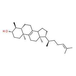 ChemSpider 2D Image | (3beta,4alpha,5alpha,14xi)-4-Methylcholesta-8,24-dien-3-ol | C28H46O