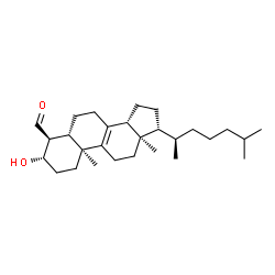 ChemSpider 2D Image | 4alpha-formyl-5alpha-cholest-8-en-3beta-ol | C28H46O2