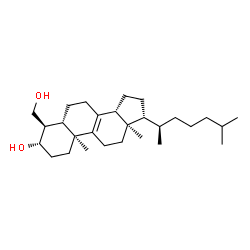 ChemSpider 2D Image | 4alpha-hydroxymethyl-5alpha-cholest-8-en-3beta-ol | C28H48O2