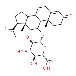 ChemSpider 2D Image | (8xi,9xi,14xi)-3,20-Dioxopregn-4-en-11-yl beta-D-glucopyranosiduronic acid | C27H38O9