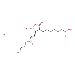 ChemSpider 2D Image | hydron; 7-[(1R,2R,3R)-3-hydroxy-5-oxo-2-[(E)-3-oxooct-1-enyl]cyclopentyl]heptanoic acid | C20H33O5