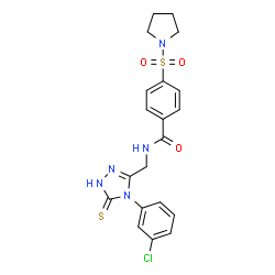 ChemSpider 2D Image | N-{[4-(3-Chlorophenyl)-5-thioxo-4,5-dihydro-1H-1,2,4-triazol-3-yl]methyl}-4-(1-pyrrolidinylsulfonyl)benzamide | C20H20ClN5O3S2