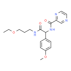 ChemSpider 2D Image | N-[2-(3-ethoxypropylamino)-1-(4-methoxyphenyl)-2-oxoethyl]-2-pyrazinecarboxamide | C19H24N4O4