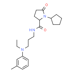 ChemSpider 2D Image | 1-Cyclopentyl-N-{3-[ethyl(3-methylphenyl)amino]propyl}-5-oxoprolinamide | C22H33N3O2