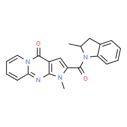 ChemSpider 2D Image | 1-Methyl-2-[(2-methyl-2,3-dihydro-1H-indol-1-yl)carbonyl]pyrido[1,2-a]pyrrolo[2,3-d]pyrimidin-4(1H)-one | C21H18N4O2