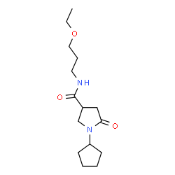 ChemSpider 2D Image | 1-Cyclopentyl-N-(3-ethoxypropyl)-5-oxo-3-pyrrolidinecarboxamide | C15H26N2O3