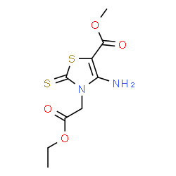 ChemSpider 2D Image | Methyl 4-amino-3-(2-ethoxy-2-oxoethyl)-2-thioxo-2,3-dihydro-1,3-thiazole-5-carboxylate | C9H12N2O4S2