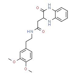 ChemSpider 2D Image | 2-quinoxalineacetamide, N-[2-(3,4-dimethoxyphenyl)ethyl]-1,2-dihydro-3-hydroxy- | C20H23N3O4