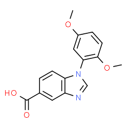 ChemSpider 2D Image | 1-(2,5-dimethoxyphenyl)-1,3-benzodiazole-5-carboxylic acid | C16H14N2O4