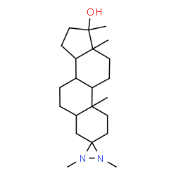 ChemSpider 2D Image | 1',2',10,13,17-Pentamethylhexadecahydrospiro[cyclopenta[a]phenanthrene-3,3'-diaziridin]-17-ol | C22H38N2O