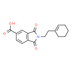ChemSpider 2D Image | 2-[2-(1-Cyclohexen-1-yl)ethyl]-1,3-dioxo-5-isoindolinecarboxylic acid | C17H17NO4