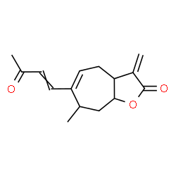 ChemSpider 2D Image | 7-Methyl-3-methylene-6-(3-oxo-1-buten-1-yl)-3,3a,4,7,8,8a-hexahydro-2H-cyclohepta[b]furan-2-one | C15H18O3