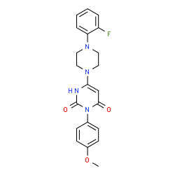 ChemSpider 2D Image | 6-[4-(2-Fluorophenyl)-1-piperazinyl]-3-(4-methoxyphenyl)-2,4(1H,3H)-pyrimidinedione | C21H21FN4O3
