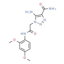 ChemSpider 2D Image | 5-Amino-1-{2-[(2,4-dimethoxyphenyl)amino]-2-oxoethyl}-1H-1,2,3-triazole-4-carboxamide | C13H16N6O4