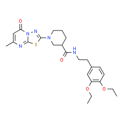 ChemSpider 2D Image | N-[2-(3,4-Diethoxyphenyl)ethyl]-1-(7-methyl-5-oxo-5H-[1,3,4]thiadiazolo[3,2-a]pyrimidin-2-yl)-3-piperidinecarboxamide | C24H31N5O4S