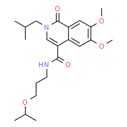 ChemSpider 2D Image | 2-Isobutyl-N-(3-isopropoxypropyl)-6,7-dimethoxy-1-oxo-1,2-dihydro-4-isoquinolinecarboxamide | C22H32N2O5