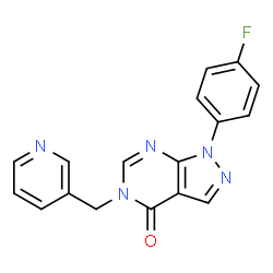 ChemSpider 2D Image | 1-(4-Fluorophenyl)-5-(3-pyridinylmethyl)-1,5-dihydro-4H-pyrazolo[3,4-d]pyrimidin-4-one | C17H12FN5O