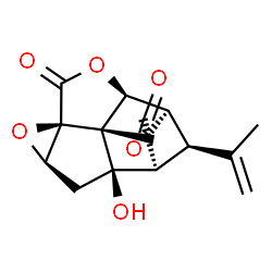 ChemSpider 2D Image | (1R,3R,5S,8R,9R,12S,13R,14R)-1-Hydroxy-14-isopropenyl-13-methyl-4,7,10-trioxapentacyclo[6.4.1.1~9,12~.0~3,5~.0~5,13~]tetradecane-6,11-dione | C15H16O6