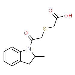 ChemSpider 2D Image | {[2-(2-methyl-2,3-dihydroindol-1-yl)-2-oxoethyl]sulfanyl}acetic acid | C13H15NO3S