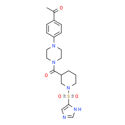 ChemSpider 2D Image | 1-[4-(4-{[1-(1H-Imidazol-5-ylsulfonyl)-3-piperidinyl]carbonyl}-1-piperazinyl)phenyl]ethanone | C21H27N5O4S