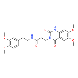 ChemSpider 2D Image | 3-(6,7-Dimethoxy-2,4-dioxo-1,4-dihydro-3(2H)-quinazolinyl)-N-[2-(3,4-dimethoxyphenyl)ethyl]propanamide | C23H27N3O7