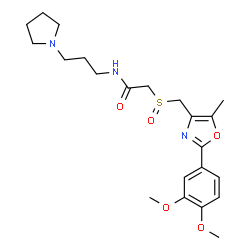 ChemSpider 2D Image | 2-[[2-(3,4-dimethoxyphenyl)-5-methyl-4-oxazolyl]methylsulfinyl]-N-[3-(1-pyrrolidinyl)propyl]acetamide | C22H31N3O5S