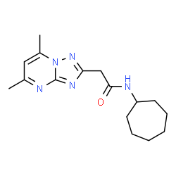 ChemSpider 2D Image | N-Cycloheptyl-2-(5,7-dimethyl[1,2,4]triazolo[1,5-a]pyrimidin-2-yl)acetamide | C16H23N5O