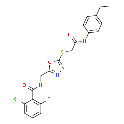 ChemSpider 2D Image | 2-Chloro-N-{[5-({2-[(4-ethylphenyl)amino]-2-oxoethyl}sulfanyl)-1,3,4-oxadiazol-2-yl]methyl}-6-fluorobenzamide | C20H18ClFN4O3S