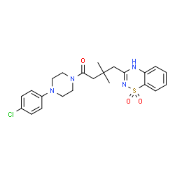 ChemSpider 2D Image | 1-[4-(4-Chlorophenyl)-1-piperazinyl]-4-(1,1-dioxido-2H-1,2,4-benzothiadiazin-3-yl)-3,3-dimethyl-1-butanone | C23H27ClN4O3S