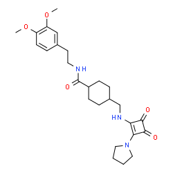 ChemSpider 2D Image | N-[2-(3,4-Dimethoxyphenyl)ethyl]-4-({[3,4-dioxo-2-(1-pyrrolidinyl)-1-cyclobuten-1-yl]amino}methyl)cyclohexanecarboxamide | C26H35N3O5