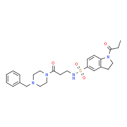ChemSpider 2D Image | N-[3-(4-Benzyl-1-piperazinyl)-3-oxopropyl]-1-propionyl-5-indolinesulfonamide | C25H32N4O4S