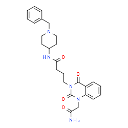 ChemSpider 2D Image | 4-[1-(2-Amino-2-oxoethyl)-2,4-dioxo-1,4-dihydro-3(2H)-quinazolinyl]-N-(1-benzyl-4-piperidinyl)butanamide | C26H31N5O4