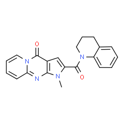 ChemSpider 2D Image | 2-(3,4-Dihydro-1(2H)-quinolinylcarbonyl)-1-methylpyrido[1,2-a]pyrrolo[2,3-d]pyrimidin-4(1H)-one | C21H18N4O2