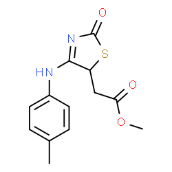 ChemSpider 2D Image | methyl {(4E)-4-[(4-methylphenyl)imino]-2-oxo-1,3-thiazolidin-5-yl}acetate | C13H14N2O3S
