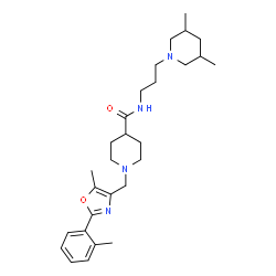 ChemSpider 2D Image | N-[3-(3,5-dimethyl-1-piperidinyl)propyl]-1-[[5-methyl-2-(2-methylphenyl)-4-oxazolyl]methyl]-4-piperidinecarboxamide | C28H42N4O2