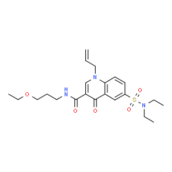 ChemSpider 2D Image | 1-Allyl-6-(diethylsulfamoyl)-N-(3-ethoxypropyl)-4-oxo-1,4-dihydro-3-quinolinecarboxamide | C22H31N3O5S