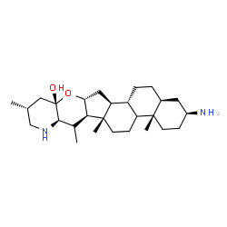 ChemSpider 2D Image | (2S,4aS,6aS,6bR,7S,7aR,10R,11aS,12aR,13aS,13bR,15aS)-2-Amino-4a,6a,7,10-tetramethyldocosahydronaphtho[2'',1'':4',5']indeno[1',2':5,6]pyrano[3,2-b]pyridin-11a(1H)-ol | C27H46N2O2