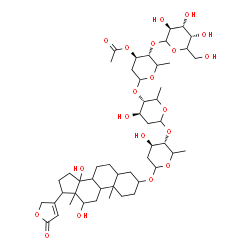 ChemSpider 2D Image | 3-{[(5xi)-D-arabino-Hexopyranosyl-(1->4)-(5xi)-3-O-acetyl-2,6-dideoxy-D-threo-hexopyranosyl-(1->4)-(5xi)-2,6-dideoxy-D-threo-hexopyranosyl-(1->4)-(5xi)-2,6-dideoxy-D-threo-hexopyranosyl]oxy}-12,14-dih
ydroxycard-20(22)-enolide | C49H76O20