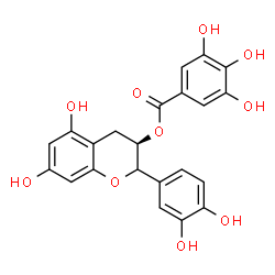 ChemSpider 2D Image | (3R)-2-(3,4-Dihydroxyphenyl)-5,7-dihydroxy-3,4-dihydro-2H-chromen-3-yl 3,4,5-trihydroxybenzoate | C22H18O10