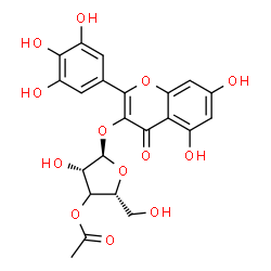 ChemSpider 2D Image | 5,7-Dihydroxy-4-oxo-2-(3,4,5-trihydroxyphenyl)-4H-chromen-3-yl (3xi)-3-O-acetyl-alpha-D-threo-pentofuranoside | C22H20O13