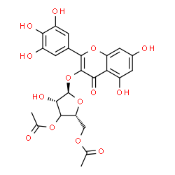 ChemSpider 2D Image | 5,7-Dihydroxy-4-oxo-2-(3,4,5-trihydroxyphenyl)-4H-chromen-3-yl (3xi)-3,5-di-O-acetyl-alpha-D-threo-pentofuranoside | C24H22O14