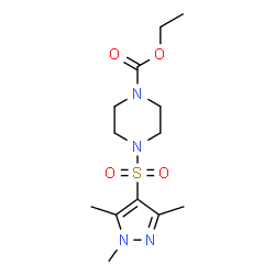 ChemSpider 2D Image | Ethyl 4-[(1,3,5-trimethyl-1H-pyrazol-4-yl)sulfonyl]-1-piperazinecarboxylate | C13H22N4O4S