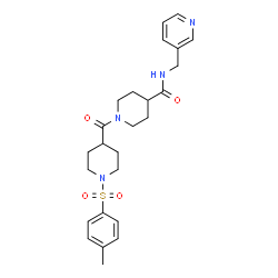 ChemSpider 2D Image | 1-({1-[(4-Methylphenyl)sulfonyl]-4-piperidinyl}carbonyl)-N-(3-pyridinylmethyl)-4-piperidinecarboxamide | C25H32N4O4S
