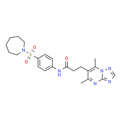 ChemSpider 2D Image | N-[4-(1-Azepanylsulfonyl)phenyl]-3-(5,7-dimethyl[1,2,4]triazolo[1,5-a]pyrimidin-6-yl)propanamide | C22H28N6O3S